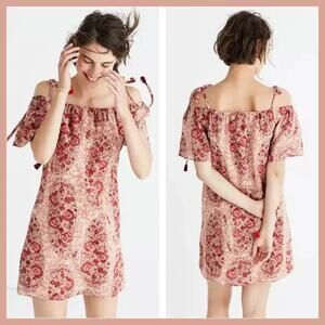 Madewell Silk Cold-Shoulder Dress in Watercolor Paisley Medium
